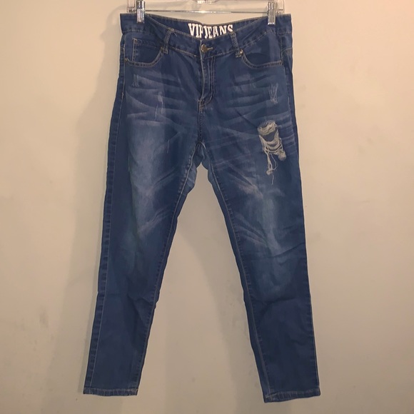 V.I.P Medium Wash Ripped Jeans - Picture 1 of 2